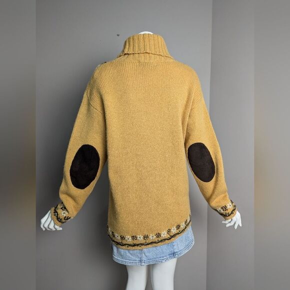 Women's cable knit wool turtle neck embroidered flowers Point Zero 90s M - Picture 8 of 10